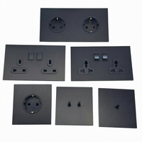 Interrupteur à bascule mural 86 à bouton-poussoir, double pôle, prise universelle UK13A, USB-C, en acier inoxydable noir, 16A, pour maison européenne