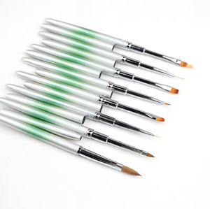 Pinceau à ongles ovale en acrylique transparent Aurora, manche en métal, poils en nylon, pinceau pour peinture au gel pour manucure - Product Image 1