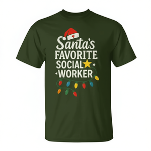 Camiseta navideña de trabajo social con la frase «El trabajador social favorito de Papá Noel», regalo navideño para el trabajo social médico - Product Image 2