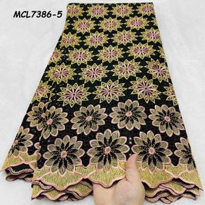 Nouvelle Collection 2026 : Dentelle Voile Africaine en Coton Brodé de Cristaux, Motif Exclusif <span class=keywords><strong>Suisse</strong></span> avec Grandes Pierres pour Robes Féminines - Product Image 5