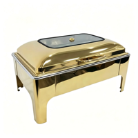 Luxuriöser Goldener Brenner 9L Rechteckiger Edelstahl Buffet Chafing Dish Warmhaltebehälter für Hotel Restaurant Catering