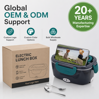 Ensemble de chauffe-plats électrique en acier inoxydable Boîte à lunch intelligente portable de 1,5 L avec chauffage électronique pour le bureau, l'extérieur et la voiture