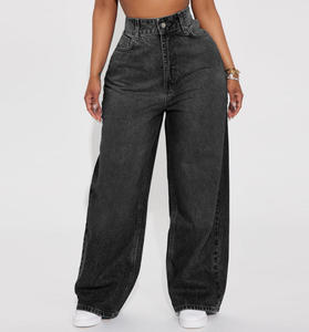 Jeans <span class=keywords><strong>Donna</strong></span> Personalizzati a Gamba Dritta e Vita Alta Vendita Diretta dalla Fabbrica, <span class=keywords><strong>Pantaloni</strong></span> <span class=keywords><strong>Classici</strong></span> in Denim Larghi e Comodi - Product Image 5