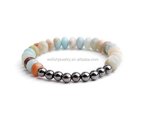 Alta calidad amazonita <span class=keywords><strong>piedra</strong></span> con enrgaved cercanas disco encanto de hoja de Cruz colgante de <span class=keywords><strong>hematita</strong></span> pulsera para las mujeres - Product Image 4