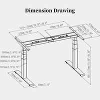 Table d'ordinateur réglable en hauteur 2BF4A, 2 moteurs, 4 niveaux, cadre de bureau électrique avec plage de hauteur de 495 à 1175 mm