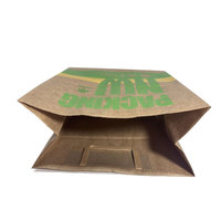 Sac en papier kraft imprimé blanc, écologique, biodégradable, recyclable, avec poignées plates, pour emballage alimentaire, promotion et exposition