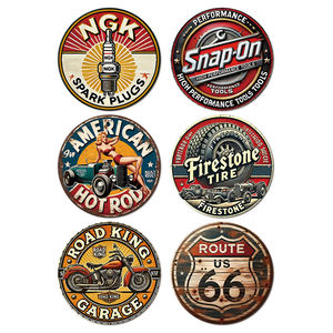 Meilleure <span class=keywords><strong>vente</strong></span> Plaque murale ronde en métal vintage de 30 cm, thème course automobile, style rétro, pour <span class=keywords><strong>garage</strong></span>, atelier automobile, <span class=keywords><strong>garage</strong></span> de l'homme, bar, décor huile et essence - Product Image 3