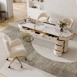 Italiano de lujo Simple Rock Board estudio Escritorio de escritura diseño moderno Metal mármol para oficina sala de estar salón de belleza médico - Product Image 4