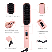 Peigne Lisseur Ionique à Chauffage Rapide, Anti-Brûlure, 4 Réglages de Température et Écran LED, Outil de Coiffure pour Femmes