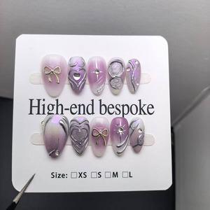 <span class=keywords><strong>Uñas</strong></span> Postizas de Almendra Artificiales al por Mayor, Patrones Tallados y Pintados a Mano, Suministros para <span class=keywords><strong>Uñas</strong></span>, Estampado de Leopardo, Popular - Product Image 2