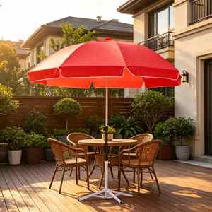 Sombrilla de Metal Rojo Sólido de 1.3m, Altura Ajustable, Varillas Doblemente Reforzadas, Resistente al Viento, Ventilada, para Puesto de Mercado, Jardín, Terraza - Product Image 1