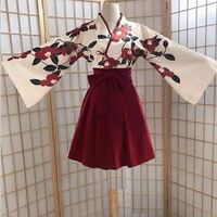 2022 Set Kancing Gaya Cina Retro Oriental Bunga Teh Merah Poppy Hanfu Baru yang Ditingkatkan untuk Kelas Cosplay Wanita Dewasa