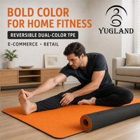 Tapis de yoga Yugaland bicolore en TPE pour bureau et exercice, antidérapant, pour Pilates, vente en gros, fournisseur d'usine