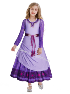 Disfraces de TV y películas Disfraz de princesa Asha para niñas Cosplay Vestido púrpura Niños Halloween Fiesta de Navidad Trajes de <span class=keywords><strong>cumpleaños</strong></span> - Product Image 3