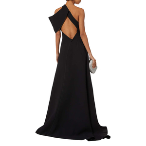 <span class=keywords><strong>Robe</strong></span> longue chic <span class=keywords><strong>d</strong></span>'été fendue asymétrique élégante noire dos nu à une épaule sans manches pour femme - Product Image 2