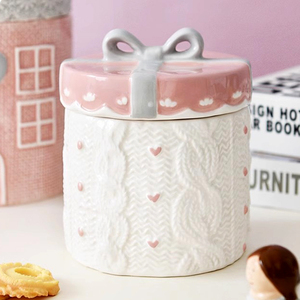 Set di 4 Barattoli in Ceramica per <span class=keywords><strong>Cucina</strong></span>, Design a Cuore per San Valentino, Qualità Alimentare OEM - Product Image 1