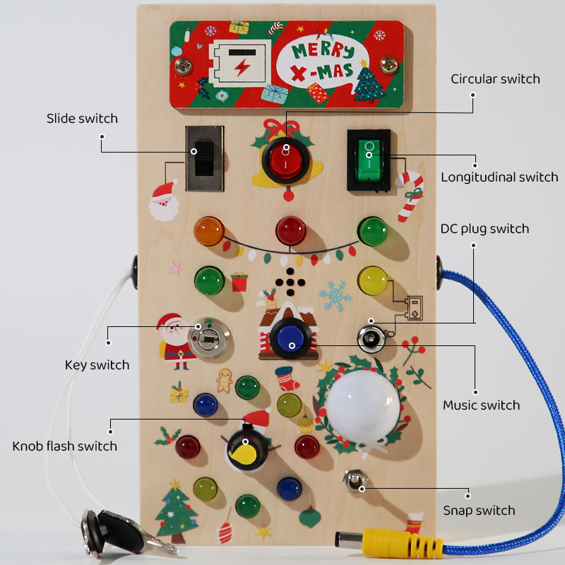 Montessori LED Busy Board – Tableau D'Activité En Bois 15 LED Et Interrupteurs – Jouet Éducatif Sensoriel Pour Enfants 1 2 3 Ans