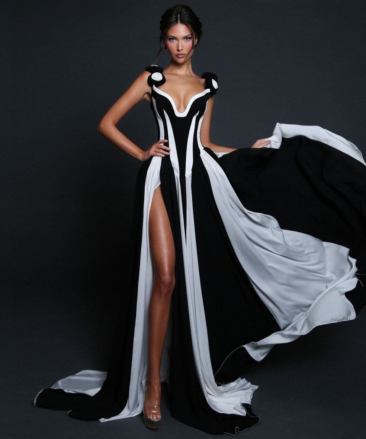 silk a line dress Shiny Satin Green Off The Shoulder Bowknot With Slit A-line Prom Dresses, CP1034 US0 / As Pic