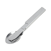 Kit de couverts 4-en-1 en acier inoxydable, empilable, avec cuillère, fourchette, couteau et ouvre-bouteille détachables pour la survie et le camping