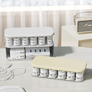 Cable Organizer With Lid And Compartments <b>Stackable</b> Desktop Charging Cable Management <b>Box</b> For Phone Chargers And Data Cables - Product Image 4