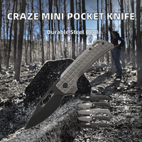 Couteau de poche CRAZE F124 Mini, lame en acier 8Cr13MoV de 2,4 pouces, manche en fibre de nylon, couteau pliant multifonctionnel portable pour la chasse