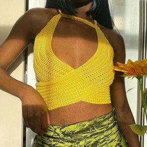 Top court sexy en tricot d'été 2022 pour femmes, dos nu, tube top, mode Y2K, <span class=keywords><strong>bustier</strong></span> sans bretelles, bandage, <span class=keywords><strong>crochet</strong></span>, débardeur pour femme - Product Image 4