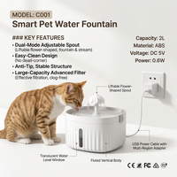 Fontaine à eau intelligente pour animaux de compagnie C001, 2L, double mode, bec réglable, ABS, alimentation USB, DC 5V, pour chats et chiens, intérieur