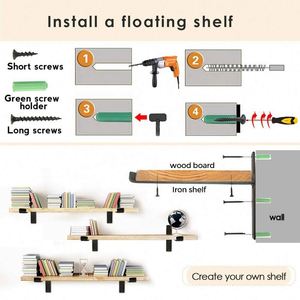 ขายึดชั้นวางของติดผนังโลหะแบบเรียบง่ายเคลือบสีดำคุณภาพสูง ติดตั้งแบบขันสกรูด้านเดียว - Product Image 2