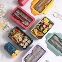 Morandi Draagbare Ecologische Herbruikbare Magnetronbestendige Lekvrije 2-compartimenten Bento Box Tiffin Lunchbox met Plastic Deksel 510ml