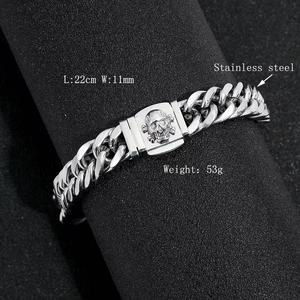 yunnique Stainless Steel Skeleton Chain <b>Bracelet</b> For Men Gift Jewelry <b>Silver</b> Color - Product Image 4