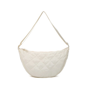 Women's Crossbody Bag Dumpling Shape White Quilted Stitching Single Strap Zipper Closure Spring 2025 Everyday Use - Product Image 4