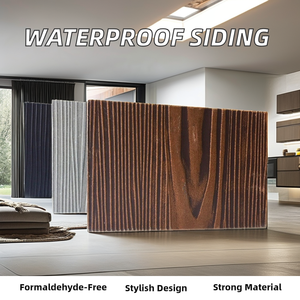 Panel Dinding Eksterior Motif Kayu Tahan Air Modern, Papan Siding Dekoratif Berbahan Serat Semen untuk Pemasangan Cladding Villa - Product Image 3