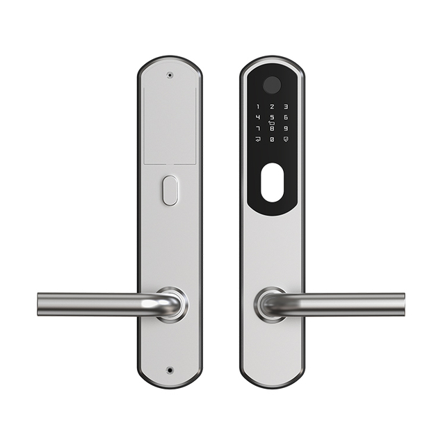 Multifunction Glass Door Smart Lock with Memory Card Tuya App Control Fingerprint Password 100 Fingerprint & PIN Codes
