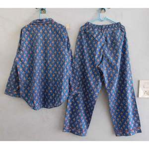 Women Floral Print Two Piece Pajama Set 100% Cotton Long Sleeve Woven Shirt and <b>Pants</b> Soft Breathable Summer Night Suit - Product Image 5