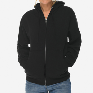 Sweat-shirt à fermeture éclair caché à capuche en coton épais personnalisé Sweatshirts brodés à manches longues de couleur unie - Product Image 4