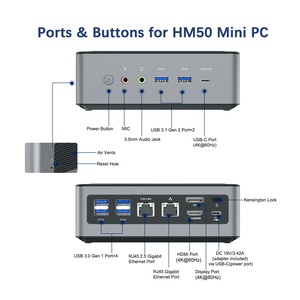 Mini PC Minisforum HM50 <span class=keywords><strong>AMD</strong></span> Ryzen <span class=keywords><strong>5</strong></span> <span class=keywords><strong>4500U</strong></span> 16G+256G/512G 64 bits Wins10 Ordinateur de bureau industriel pour le travail de bureau Jeux Ubuntu OS - Product Image 5