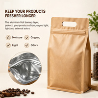 Sac d'emballage pour café en papier kraft avec logo personnalisé JIJID, avec poignée, fermeture éclair refermable, pochette autoportante pour grains de café, thé, noix