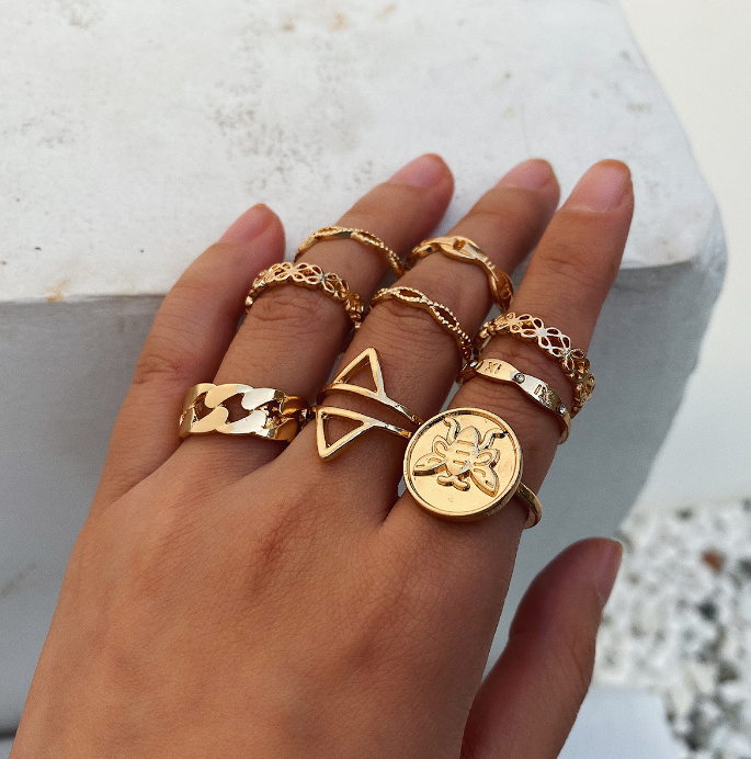 XG1169 простое ажурное металлическое перстень в виде пчелы многоэлементное геометрическое комбинированное женское кольцо на палец