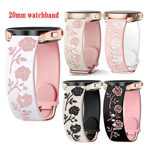 Bracelet de montre en silicone à motif de fleurs roses de 20 mm, compatible avec <span class=keywords><strong>Huawei</strong></span> GT3/GT3 Pro/GT2 Sport, bracelet de remplacement pour montre - Product Image 1