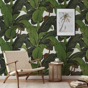 Papier peint en <span class=keywords><strong>feuille</strong></span> de bananier avec forêt Tropical, décor Boho imprimé de feuilles vertes, de <span class=keywords><strong>palmier</strong></span> et de Jungle - Product Image 1