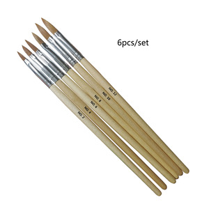 Lot de 6 pinceaux à ongles en fibres artificielles avec manche en bois, pour sculpture et dessin, qualité supérieure, personnalisable OEM/ODM - Product Image 4