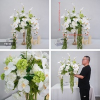 DKB Hochzeitsblumenarrangement Künstliche Calla-Lilie Phalaenopsis Weiß-Grüne Rose Hortensie 50cm Künstliche Blumenkugel Tischdekoration
