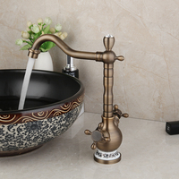 Robinet de cuisine européen en laiton à un seul trou 360 °   Robinet en céramique traditionnel à double poignée rotative, finition électro-plaquée pour salle de bain