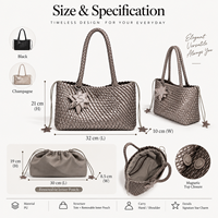 Sac fourre-tout tissé personnalisé pour femme avec logo, sac à main en cuir PU avec breloque étoile, grande capacité, sac à bandoulière, sacs fourre-tout de créateur en gros