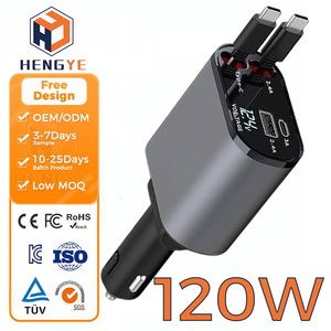จอแสดงผล LED 120W <span class=keywords><strong>Type</strong></span> A + <span class=keywords><strong>C</strong></span> <span class=keywords><strong>2</strong></span>พอร์ต3A <span class=keywords><strong>ชาร์จ</strong></span>เร็ว PD <span class=keywords><strong>สาย</strong></span>คู่แบบยืดหดได้4 <span class=keywords><strong>in</strong></span> <span class=keywords><strong>1</strong></span>ที่ชาร์จในรถ - Product Image 1