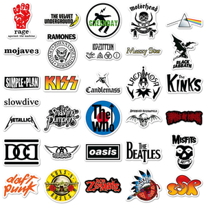 Pack de 56 autocollants classiques de groupes <span class=keywords><strong>rock</strong></span>, ACDC, Rolling Stones, Oasis, The <span class=keywords><strong>Clash</strong></span>, Black Sabbath, autocollants en vinyle découpés à la forme, imperméables - Product Image 4