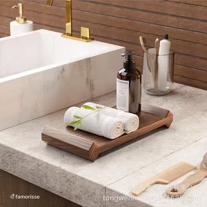 Famorisse Wooden <b>Storage</b> <b>Tray</b> Rectangle Varnished Water Repellent For Kitchen Counter Soap Holder - Product Image 4