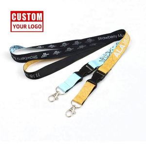 Custom Color Eco-friendly Durable Woven <b>Polyester</b> Neck <b>Lanyard</b> with Offset Digital Printed Designer Logo for ID Holder Keychain - Product Image 6