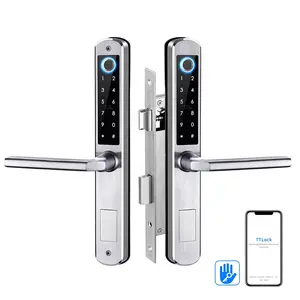 Cerradura de puerta inteligente Tediton de acero inoxidable seguridad impermeable deslizante APP Wifi ttlock de doble cara huella dactilar