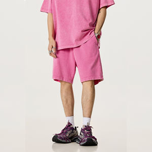 Shorts de jogging vintage desgastados con lavado ácido, efecto descolorido por el sol y lavado a la piedra, de estilo urbano, para verano, ropa deportiva. - Product Image 2